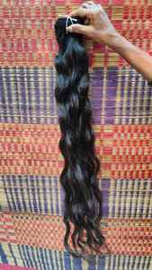 Extensions de cheveux humains Remy indiens 100% alignés sur les cuticules - Cheveux vierges non traités de luxe, donneur unique, naturels, ondulés lâches, machine - Product Image 2