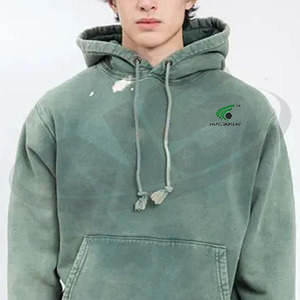 Sweat-shirts pour hommes Streetwear délavés à l'acide, 100% Coton, confortables, coupe classique, basiques, avec logo personnalisé, en molleton respirant - Product Image 2
