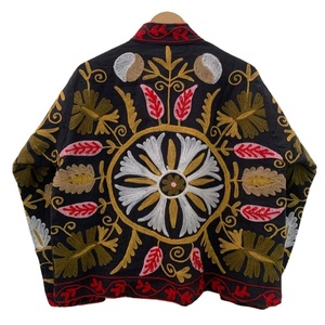 Veste courte en velours surdimensionnée brodée à la main, style Suzani, vêtement ethnique bohème, cadeau pour elle, veste ethnique. - Product Image 1