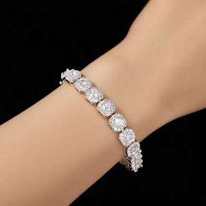 สร้อยข้อมือเทนนิสวงแหวนเพชร VVS Moissanite กำไลข้อมือฮิปฮอปหรูหราสีเงิน925 - Product Image 2
