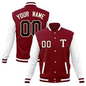 Chaqueta Universitaria Vintage Personalizada para Hombre con Cuello Alto, Logotipo Frontal, Mangas de Cuero Resistentes al Viento, Diseño Cálido para Invierno - Product Image 3