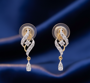 High Popularity Fancy Diamond Stud Earrings Gold Flower Classic Design Women - Product Image 4