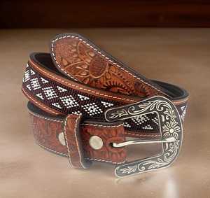 Ceinture perlée sur mesure en cuir véritable de l'Ouest Ceinture en métal de qualité avec goujon pour hommes femmes Fabricant direct Exportateur - Product Image 5