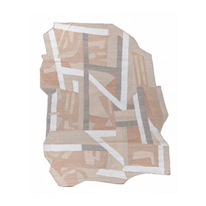 พรมขนสัตว์ทอมือลายตารางสีงาช้าง รุ่น ADWP-13060 สำหรับห้องนอน ห้องนั่งเล่น รูปทรงสี่เหลี่ยมผืนผ้า ลายแบบนามธรรม สำหรับใช้ในบ้าน - Product Image 1