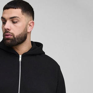 Nueva llegada Plus Size Gym Regular Fit Basic Zip Up Through Basics Hoodie Algodón Mezclado Diseño personalizado Venta al por mayor Sudaderas con capucha para hombres - Product Image 3