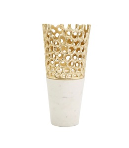 TQC Golden Finished Aluminum Metal Modern Luxury Eco-Friendly Tabletop Flower <b>Vase</b> for Living Room Bed Room Decor Wholesale - Product Image 3