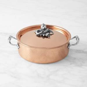 Classic Copper Casserole with Artisan Lid Heavy-Duty Hammered Cookware for Cooking & Serving - Product Image 5