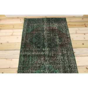 Tapis vintage 2,7x12,2 pieds, tapis turc, tapis persan vert et noir - Product Image 3