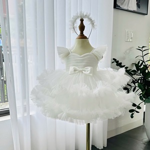 High Quality 2-Tier Fairy Gown for <b>Baby</b> Girls ODM Nhung Nguyen Detachable Train Vietnam-Made Chiffon Mesh Fabric for Spring - Product Image 3