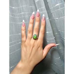 Navajo Handmade <b>Ring</b> with Natural Sonoran Mountain <b>Turquoise</b> & Sterling Silver Size 7.5 for Everyday Wear - Product Image 5