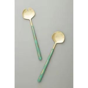 Ensemble de cuillères ou fourchettes à salade vintage en acier inoxydable avec manche argenté - Outils à salade écologiques et compatibles lave-vaisselle - Product Image 3