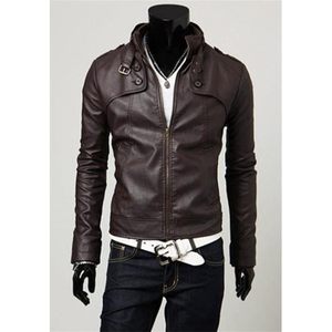 Chaqueta de cuero original con cuello levantado para hombre, chaquetas de motocicleta con estilo de ajuste Regular, abrigo de prendas de vestir Vintage ligero - Product Image 4