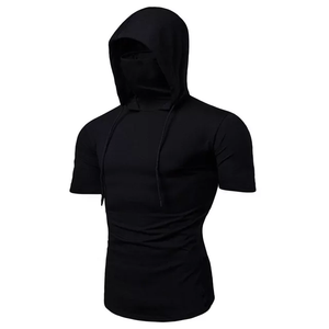 Venta caliente personalizado hombres entrenamiento con capucha camiseta microfibra al por mayor Gran oferta en blanco manga corta Sudadera con capucha para hombres camiseta con capucha - Product Image 4
