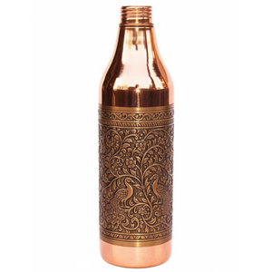 Wholesale Pure <b>Copper</b> <b>Water</b> <b>Bottle</b> With Embossed Patten Design Leakproof Ayurvedic <b>Copper</b> <b>Bottle</b> For Daily Hydration & Yoga Use - Product Image 1