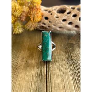 Handmade <b>Boho</b> Royston Turquoise & Sterling <b>Silver</b> <b>Ring</b> Navajo Made with Bezel Setting Size 8 for Everyday Wear IGI Certified - Product Image 1