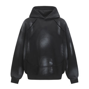 Sudadera con Capucha y Estilo Desgastado con Lavado Ácido, Sudadera Corta Holgada para Hombre, Ropa de Moda - Product Image 6