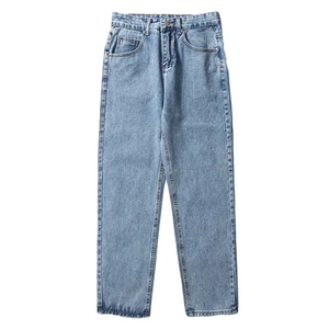 Jean en denim taille haute à jambe large pour homme, délavé, coupe ample, en coton, style décontracté, collection automne - Product Image 6