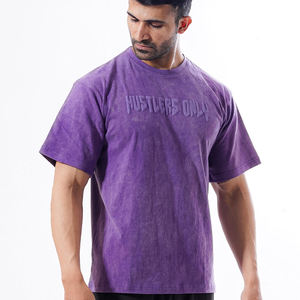 Haute Performance Gym 100% coton t-shirt Stock hommes à manches courtes Compression entraînement séchage rapide Polyester Spandex élasthanne Fit - Product Image 3