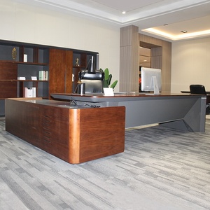 Modern Luxury Executive <b>Desk</b> High End Extendable Boss Office <b>Table</b> Easy Assembly Premium Quality Wooden Panel Director Workstati - Product Image 5