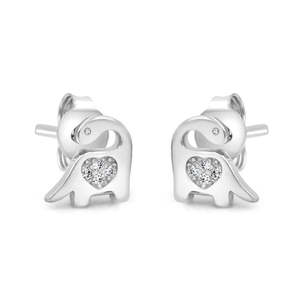 NOVAMART Fine Zarkan Dino Heart 925 <b>Silver</b> <b>Stud</b> <b>Earrings</b> Trendy 14K Gold Plated Princess Cut Diamond Sapphire Set in Bezel Setti - Product Image 4