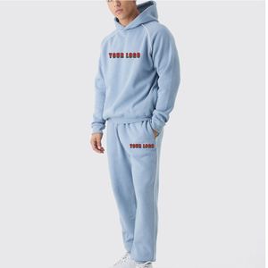 Custom Logo Mens Cotton Tracksuit Hoodie <b>Jogger</b> Set Winter <b>Slim</b> <b>Fit</b> Xl Size Two Piece Fitness Sportswear - Product Image 1