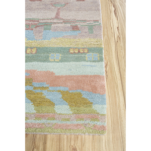 พรมไหมไผ่ผสมขนสัตว์ถักมือ แมนชาฮา สีงาช้าง หนา 10 มม. ลายแบบนามธรรม สำหรับบ้าน ห้องโถง รูปทรงสี่เหลี่ยมผืนผ้า รุ่น Les-970 ผลิตด้วยมือ - Product Image 3