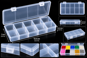 Square Classic 10 Compartment Clear Plastic <b>Storage</b> <b>Box</b> <b>with</b> <b>Lids</b> Organizer for Jewelry Beads Crafts Screws <b>Small</b> Parts - Product Image 6