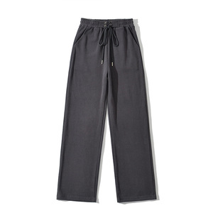 Relaxed Fit Soft Spandex/Bamboo Fiber Flat Front Winter Lounge Pants OEM Manufacturer Trendy <b>Women's</b> Sweatpants Custom Oversized - Product Image 5