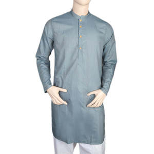 Mashriq Slim Fit <b>Kurta</b> For <b>Men</b> - Steel Blue - Product Image 2