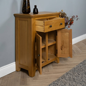 Solid Oak Accent Sideboard with Drawer and Cupboard for Home Living Room Hotel or Apartment Furniture - Product Image 3