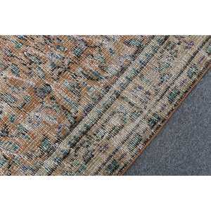 Alfombra Turca de 3.2x6.1 pies, Alfombra Vintage Decorativa, Alfombra con Bordes Marrones y Azules - Product Image 5