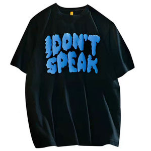 High Street Puff Print 250GSM Oversized 100% algodón jersey camiseta Drop Shoulder Heavyweight Custom Puff Print T Shirt para hombres - Product Image 5