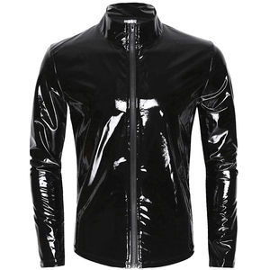 Venta al por mayor de prendas de vestir ligeras con cuello levantado para hombre, chaqueta, abrigo de manga larga, piel metálica, lona, temporada de invierno, OEM disponible - Product Image 1