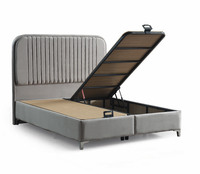 Base de lit de rangement tuftée de style industriel Cadre métallique modulaire souple avec caractéristiques