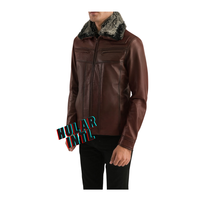 Blouson d'aviateur en cuir marron personnalisé de grande taille à col montant long pour hommes veste de pilote d'hiver chaude en fourrure de mouton Flight B3