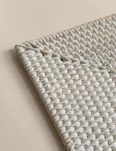 White Handwoven Rattan <b>Placemats</b>, Eco-friendly Rectangular Wicker Table Mats for Dining Decor - Product Image 3