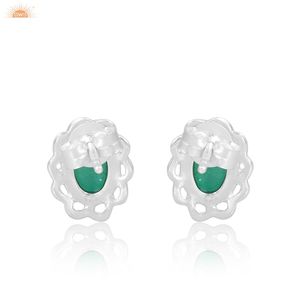 Doublet Zambian <b>Emerald</b> Quartz <b>Stud</b> <b>Earrings</b> Minimalist 925 Silver <b>Earrings</b> Jewelry Manufacturer - Product Image 4