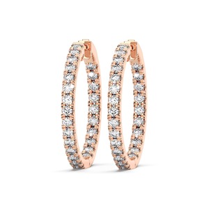 Soft Elegance 2.00Ct Round Lab Grown Diamond In Out Pendientes de aro con bisagras en oro rosa de 14K Venta al por mayor OEM - Product Image 3