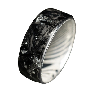 Stylish Modern Mystic Wedding Band <b>Ring</b> <b>Titanium</b> Damascus Steel Blade Lapis Lazuli Inlay Manual Power Perfect Engagement Gift - Product Image 1