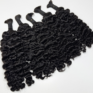 Human Hair Curly Bulk Hair No Weft Natural Black Soft Full Ends For Boho <b>Braids</b> Crochet And <b>Wig</b> Making - Product Image 3
