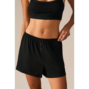 ETHIQUET FEDES Short pour femme en tissu viscose doux et extensible, taille élastiquée, détail bouton décoratif - Product Image 4