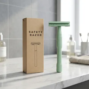 Rasoir de sécurité Morgans Industries à double lame en acier inoxydable, manche en plastique rose, non jetable, pour le rasage du visage masculin - Product Image 2