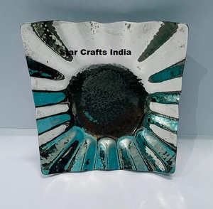 Handmade Unique Pattern Rectangle Silver <b>Mirror</b> <b>Tray</b> Set Customizable FSC Certified Stainless Steel Glass Brass Iron Serving - Product Image 2