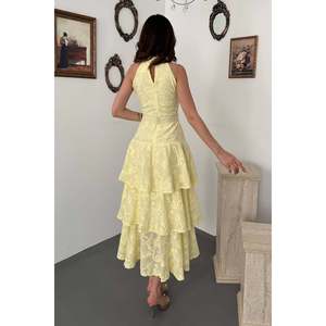 Elisa Fashion <b>Woman</b> <b>Yellow</b> Layered Ruffled <b>Dress</b> - Product Image 5