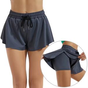 Wholesale Women's High <b>Waist</b> Active Skort Breathable Waterproof Eco-Friendly Fitness <b>Skirt</b> with Inner Compression Shorts Washed - Product Image 2