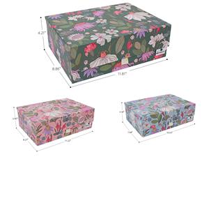 Boîtes de rangement avec couvercles aimant et ruban bleu vert rose Floral <span class=keywords><strong>carton</strong></span> papier souvenir coffret moderne et élégant décor à la maison - Product Image 5