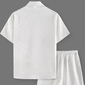 ชุดเสื้อผ้าลำลองสองชิ้นสำหรับผู้ชายฤดูร้อนเสื้อแขนสั้นติดกระดุมแบบกำหนดเองแห้งเร็วระบายอากาศได้ดี - Product Image 2