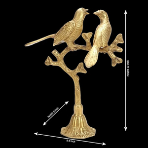 Handmade 10'' Animal for Birds Statue Gold Brass Couple Sitting on a <b>Tree</b> Branch Elegant Feng Shui Eco-Friendly <b>Decor</b> - Product Image 4