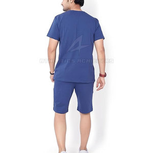 Conjunto de camisa y pantalones cortos elásticos de dos piezas informal de verano para hombre, novedad en venta al por mayor - Product Image 4