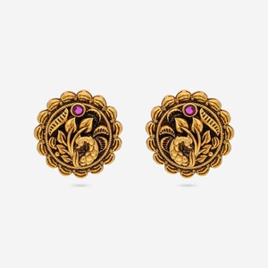 Boucles d'oreilles tendance style antique religieuses, mignonnes, florales, en alliage de zinc avec zircon serti clos, turquoise et perle, pour fêtes 193203 - Product Image 1
